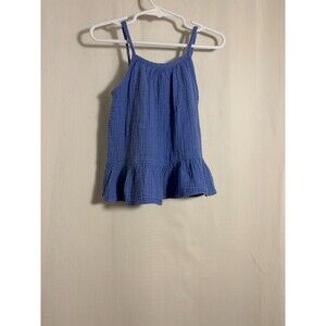 Okie Dokie Girls 4T Blue Crinkle Cotton Sleeveless Top
